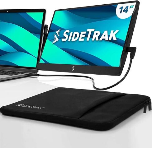 شاشة SideTrak Swivel مقاس 14 بوصة محمولة قابلة للفصل للكمبيوتر المحمول FHD TFT USB وشاشة مزدوجة مع مسند | متوافقة مع أجهزة Mac والكمبيوتر الشخصي والكروم | تناسب جميع أحجام أجهزة الكمبيوتر المحمول | مدعوم من USB-C أو Mini HDMI in Kuwait