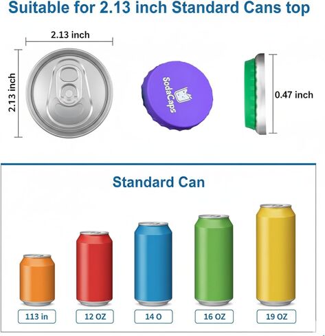 Silicone Soda Can Covers Reusable (Pack of 6) – Soda Can Lids to Keep Carbonation Fresh, Stretch Fit Can Covers for Soda, Energy Drinks & Slim Cans | BPA-Free Silicone Lids in Saudi Arabia