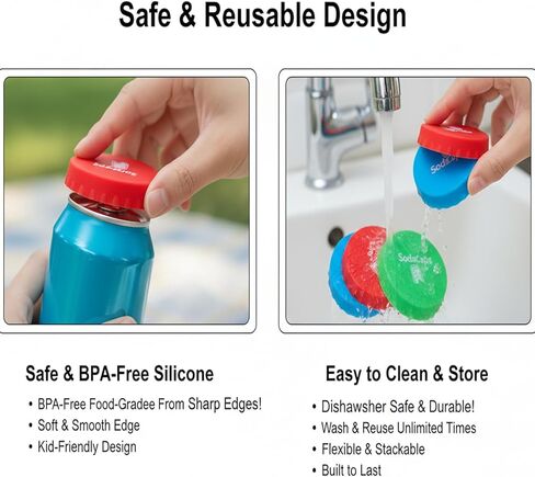 Silicone Soda Can Covers Reusable (Pack of 6) – Soda Can Lids to Keep Carbonation Fresh, Stretch Fit Can Covers for Soda, Energy Drinks & Slim Cans | BPA-Free Silicone Lids in Saudi Arabia