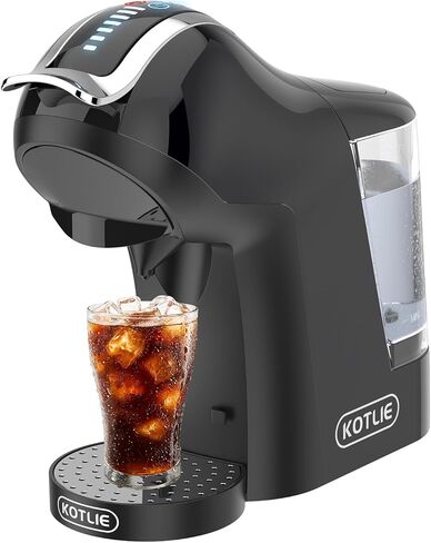 KOTLIE Single Cup Coffee Maker, Multi Capsule Machine Compatible With Various Capsule Types, 4 Temperature Settings, 7 Water Volume Levels,19 Bar(Glossy Black) in Kuwait