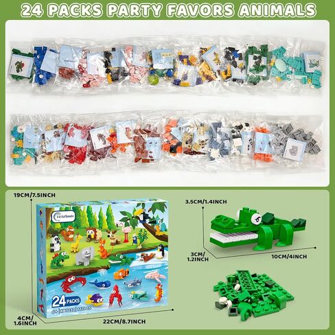 24 Pack Valentines Party Favors Building Set for Kids, 717PCS Animals Blocks Toy for Valentines Day Goodie Bag Stuffers Classroom Reawrds, Easter Birthday Gifts fo Kids Boys Girls Students Age 6-12 in Saudi Arabia