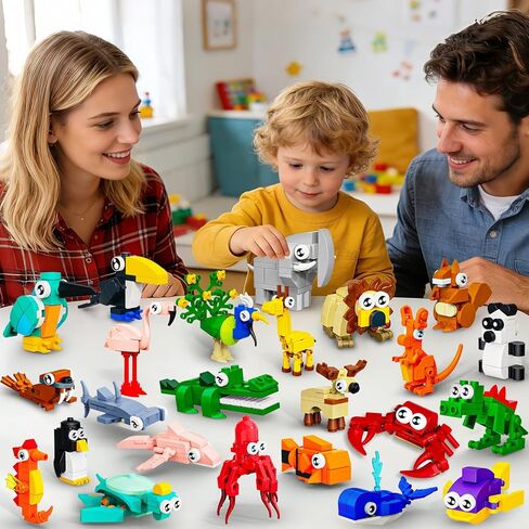 24 Pack Valentines Party Favors Building Set for Kids, 717PCS Animals Blocks Toy for Valentines Day Goodie Bag Stuffers Classroom Reawrds, Easter Birthday Gifts fo Kids Boys Girls Students Age 6-12 in Saudi Arabia