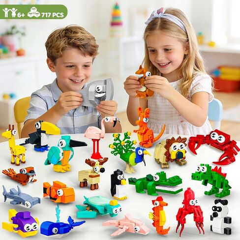 24 Pack Valentines Party Favors Building Set for Kids, 717PCS Animals Blocks Toy for Valentines Day Goodie Bag Stuffers Classroom Reawrds, Easter Birthday Gifts fo Kids Boys Girls Students Age 6-12 in Saudi Arabia