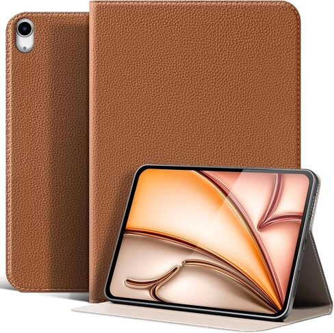 حافظة لجهاز iPad Air 11 بوصة M3/M2 (2025/2024)، iPad Air 5/4th Gen 10.9 بوصة، غطاء ذكي مقاوم للصدمات مصنوع من الجلد وحامل قابل للتعديل - استيقاظ/نوم تلقائي وزوايا رؤية متعددة، رمادي بني in Kuwait