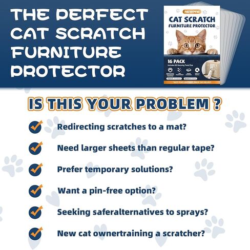 16PCS Large Anti Cat Scratch Furniture Protector for Sofa, Doors, Couch Corner Protectors from Cats Claws Scratching, Heavy Duty Anti-Claw Shield for Fabric Sofas in Saudi Arabia
