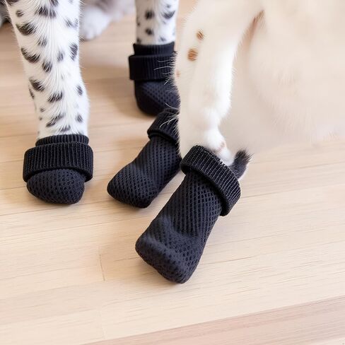 4 PCS Cat Mittens to Prevent Scratching, Mesh Breathable Cats Shoes, Adjustable Cat Anti Scratch Gloves for Cats When Bathing and Nail Trimming(Black, S) in Saudi Arabia