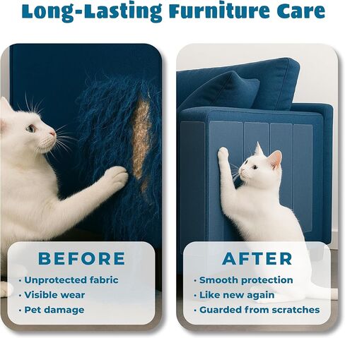 Anti Cat Scratch Furniture Protector, 8-Pack Durable Couch Protector from Cat Claws with 55 Twist Pins for Ultimate Heavy-Duty Transparent Scratch Deterrent for Sofa, Walls & Doors in Saudi Arabia