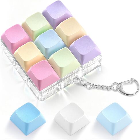Keyboard Fidget Toy with 3 Extra Keycaps – 9 Key Fidget Keychain Stress Relief Fidget Clicker – Clicky Fidget Toys for Adults, Improve Focus & Relieve Anxiety at Work, Travel – Stress Relief Gifts in Kuwait