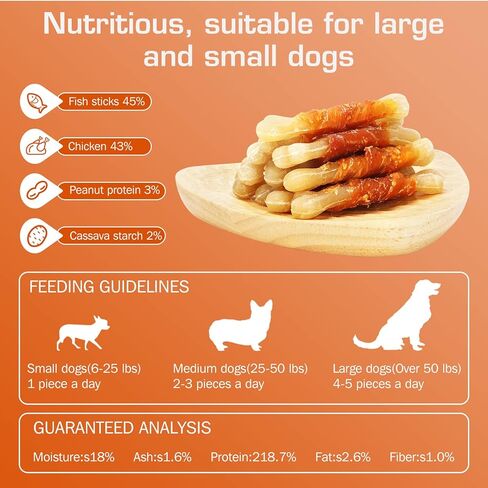 UrbanX HealthyBones Rawhide Free Healthy Foods for Greyador and Other Large Mixed Breed Dogs, Chicken Wrapped Bone Sticks Dog Foods, Soft Chewy Foods for Training Rewards, 28 Count in Saudi Arabia