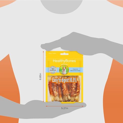 UrbanX HealthyBones Rawhide Free Healthy Foods for Clumber Spaniel and Other Large Sporting Dogs, Chicken Wrapped Bone Sticks Dog Foods, Soft Chewy Foods for Training Rewards, 28 Count in Kuwait