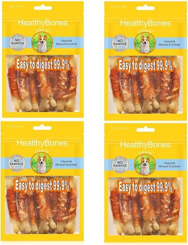 UrbanX HealthyBones Rawhide Free Healthy Foods for Black and Tan Coonhound and Other Large Hound Dogs, Chicken Wrapped Bone Sticks Dog Foods, Soft Chewy Foods for Training Rewards, 28 Count in Kuwait