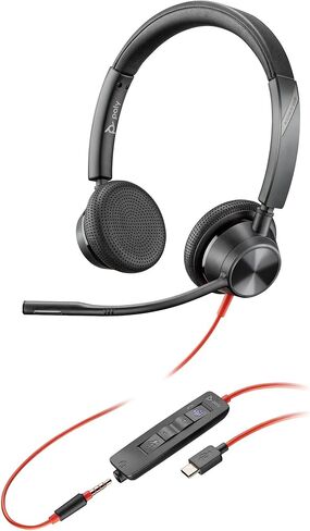 Poly Blackwire 3325 Wired Headset (Plantronics) – Flexible Microphone Boom – Hi-fi Stereo - PC/Mac/Mobile - Certified for Microsoft Teams - Amazon Exclusive in Kuwait