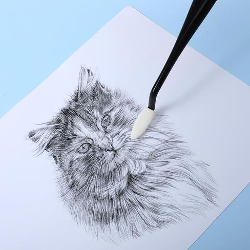 46 قطعة من YBEATY أداة تشذيب رسم ومسح فرشاة مزج قلم إسفنجي ومسح ممسحة ورقية فنية مزج إسفنجات فرك مزدوجة الرأس وكشطات مسح لأداة تصحيح الظلال in Saudi Arabia