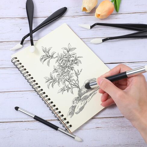 46 قطعة من YBEATY أداة تشذيب رسم ومسح فرشاة مزج قلم إسفنجي ومسح ممسحة ورقية فنية مزج إسفنجات فرك مزدوجة الرأس وكشطات مسح لأداة تصحيح الظلال in Saudi Arabia
