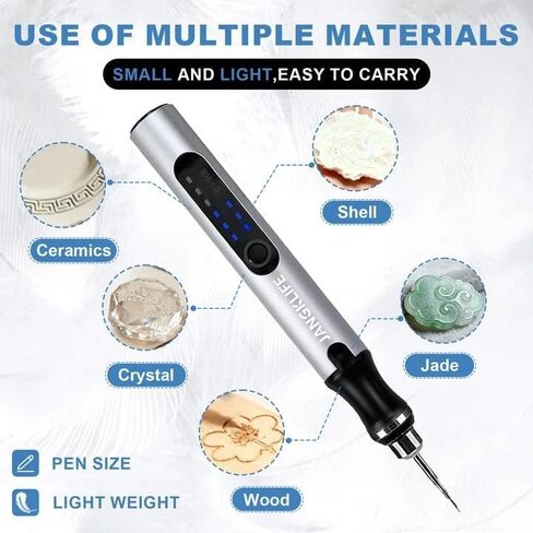 قلم نقش USB قابل لإعادة الشحن من JANGKLIFE مع 42 قطعة، مجموعة أدوات دوارة صغيرة، نقش للخشب والمعادن والزجاج والبلاستيك - مثالي للأعمال اليدوية والمجوهرات وصناعة النماذج in Kuwait