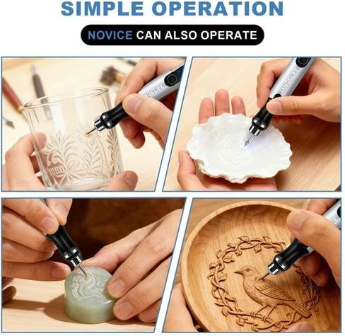 قلم نقش USB قابل لإعادة الشحن من JANGKLIFE مع 42 قطعة، مجموعة أدوات دوارة صغيرة، نقش للخشب والمعادن والزجاج والبلاستيك - مثالي للأعمال اليدوية والمجوهرات وصناعة النماذج in Kuwait