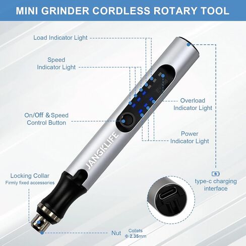 قلم نقش USB قابل لإعادة الشحن من JANGKLIFE مع 42 قطعة، مجموعة أدوات دوارة صغيرة، نقش للخشب والمعادن والزجاج والبلاستيك - مثالي للأعمال اليدوية والمجوهرات وصناعة النماذج in Kuwait