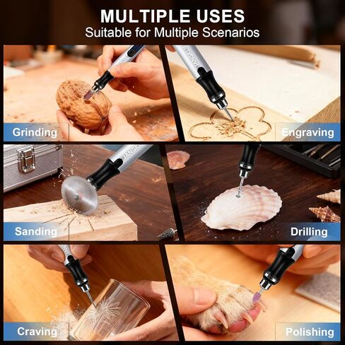 قلم نقش USB قابل لإعادة الشحن من JANGKLIFE مع 42 قطعة، مجموعة أدوات دوارة صغيرة، نقش للخشب والمعادن والزجاج والبلاستيك - مثالي للأعمال اليدوية والمجوهرات وصناعة النماذج in Kuwait