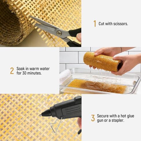 Nyuemystery 24" x 72" Natural Rattan Cane Webbing Roll for Caning Projects, Furniture, Chair, Cabinet, Bed, Door, DIY Home Decor in Kuwait