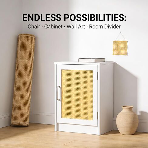 Nyuemystery 24" x 72" Natural Rattan Cane Webbing Roll for Caning Projects, Furniture, Chair, Cabinet, Bed, Door, DIY Home Decor in Kuwait