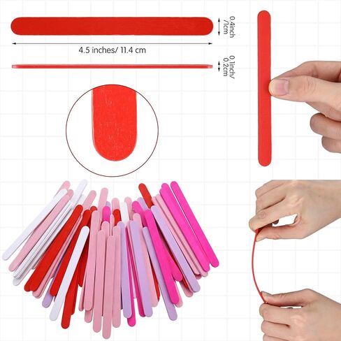 250 Pcs 4.5 inch Ice Cream Sticks Colored Wooden Craft Sticks Festival DIY Craft Lollipop Stick for DIY Creative Designs, Home Art Projects (Pink Red and White) in Saudi Arabia