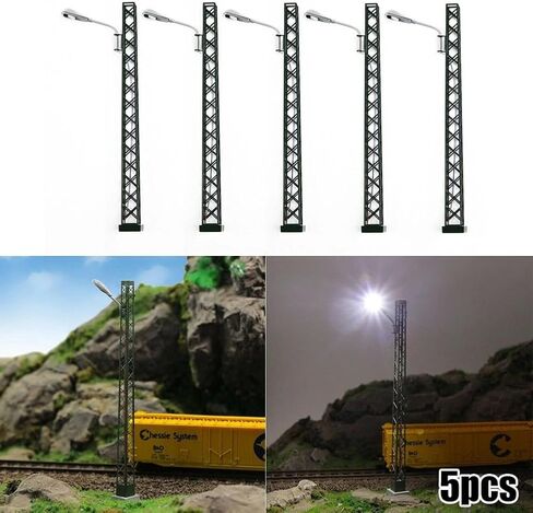 5 قطعة جديد H0 نموذج أضواء السكك الحديدية شعرية الصاري الخفيفة ، قياس H0 ضوء تخطيط LED مصباح in Kuwait