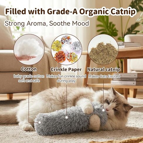3 Pack Catnip Pillows Cat Toys, Soft and Durable Crinkle Sound with Catnip Inside, Interactive Soft Chew Kicker Kitten Toys for Indoor Cats Kitty, Promotes Kitty Exercise, Valentine's Day Toys in Saudi Arabia