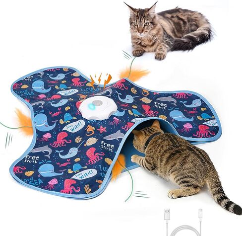 Interactive Cat Toy, Cat Toys Interactive with Touch Activation, Interactive Cat Toys for Indoor Cats with Moving Feather & Mouse Sounds, Cat Toys for Bored Indoor Adult Cats in Saudi Arabia