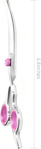 Curved Scissors for Dog Grooming, Fcysy Stainless Steel Pet Grooming Shears with Safety Round Tip, Curved Dog Grooming Scissors for Dogs & Cats Face, Legs, Ears – Pink in Saudi Arabia