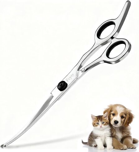 Curved Scissors for Dog Grooming, Fcysy Stainless Steel Pet Grooming Shears with Safety Round Tip, Curved Dog Grooming Scissors for Dogs & Cats Face, Legs, Ears – Pink in Saudi Arabia