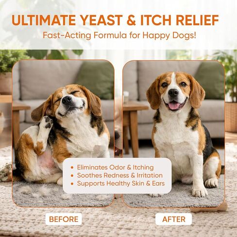 Yeast Infection Drops, Yeast Infection Treatment for Dogs - Dog Ear, Paw & Skin Itch Relief, Improves Coat & Skin, Inflammation Relief for Dogs - 2 fl oz (60ml) (1) in Saudi Arabia