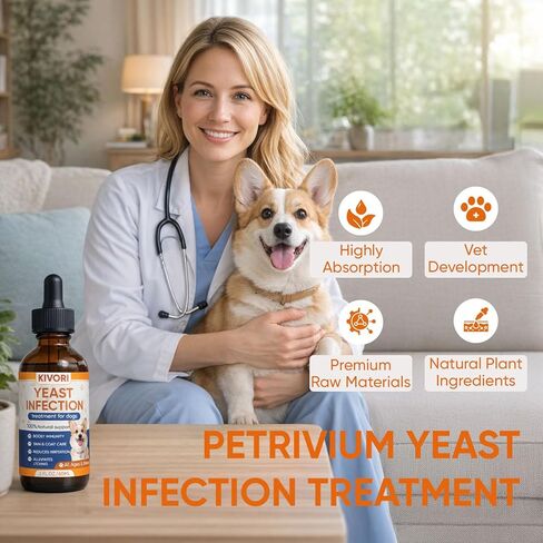 Yeast Infection Drops, Yeast Infection Treatment for Dogs - Dog Ear, Paw & Skin Itch Relief, Improves Coat & Skin, Inflammation Relief for Dogs - 2 fl oz (60ml) (1) in Saudi Arabia