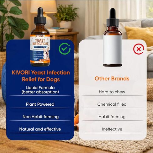 Yeast Infection Drops, Yeast Infection Treatment for Dogs - Dog Ear, Paw & Skin Itch Relief, Improves Coat & Skin, Inflammation Relief for Dogs - 2 fl oz (60ml) (1) in Saudi Arabia