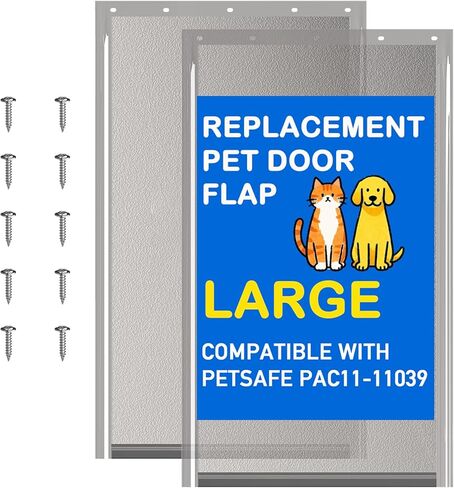 قطعتان من غطاء استبدال باب الحيوانات الأليفة الكبير مع براغي، متوافق مع PetSafe Freedom PAC11-11039 10 1/8 بوصة × 16 7/8 بوصة (شفاف دخاني) in Kuwait