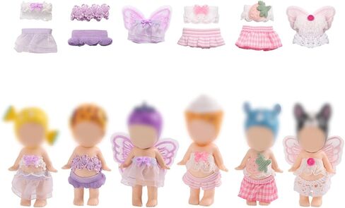 6 Sets Doll Clothes for 7.62cm/3 Inches, Adorable Mini Clothes Set Funny Doll Outfits Costume Accessories Suitable for Dressing and Displaying in Saudi Arabia