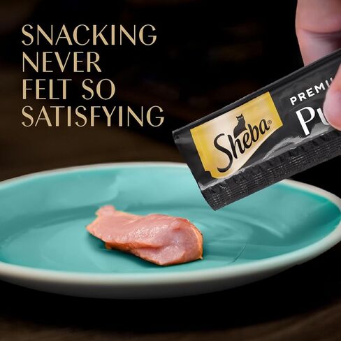 Sheba Premium Puree Cat Treats Lickable Roasted Chicken Flavor, Smoked Salmon Flavor, and Seared Tuna Flavor, 0.49 oz. Tubes, 24 Count in Saudi Arabia