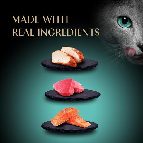 Sheba Premium Puree Cat Treats Lickable Roasted Chicken Flavor, Smoked Salmon Flavor, and Seared Tuna Flavor, 0.49 oz. Tubes, 24 Count in Saudi Arabia