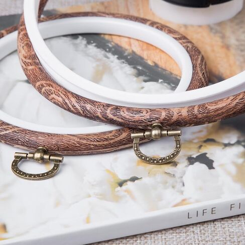 3Pcs Embroidery Hoops Set Cross Stitch Hoop Ring Imitated Wood Display Frame-Circle and Oval Hand Embroidery Kits for Art Craft Sewing (Imitated Wood) in Saudi Arabia
