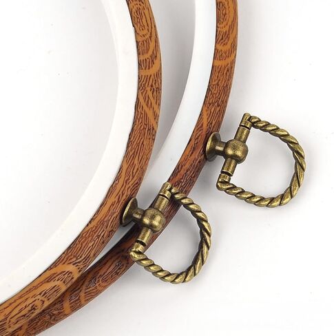 3Pcs Embroidery Hoops Set Cross Stitch Hoop Ring Imitated Wood Display Frame-Circle and Oval Hand Embroidery Kits for Art Craft Sewing (Imitated Wood) in Saudi Arabia