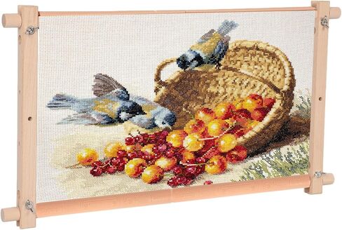 خشب الزان عبر غرزة الإطار 21.4in × 12in التمرير خياطة حامل قابل للتعديل التطريز هوب حامل اللحف وعبر غرزة الإطار لالإبرة واللوازم عبر غرزة in Kuwait