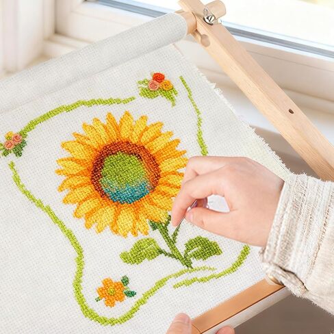 خشب الزان عبر غرزة الإطار 21.4in × 12in التمرير خياطة حامل قابل للتعديل التطريز هوب حامل اللحف وعبر غرزة الإطار لالإبرة واللوازم عبر غرزة in Kuwait