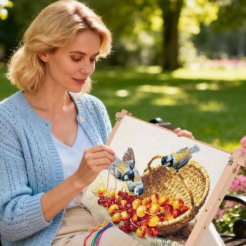 خشب الزان عبر غرزة الإطار 21.4in × 12in التمرير خياطة حامل قابل للتعديل التطريز هوب حامل اللحف وعبر غرزة الإطار لالإبرة واللوازم عبر غرزة in Kuwait