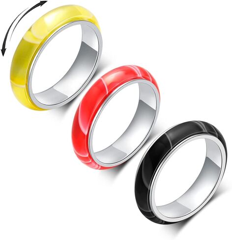 OreilleStar Anxiety Ring for Women Spinner Ring Titanium Stainless Steel Fidget Ring Men 6mm Width With Dog Paw Kitty Cat Face Evil Eye Pattern Spinning Outer Band Size 6 7 8 9 10 in Kuwait