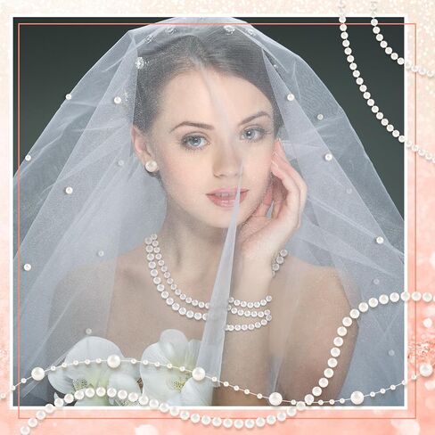 6 Rolls Pearl Garland String 132 Feet Faux Pearl Beads Strand 4mm 6mm 3+8mm Artificial Pearls Chain Trim for Wedding Party Decoration Home DIY Crafts in Saudi Arabia
