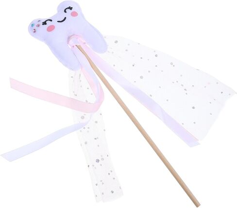VOSAREA Fairy Wand with Ribbon Cute Teeth Fairy Stick Wand Prop Costume Accessories for Cospaly Party Dress Up Decorations in Kuwait