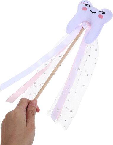 VOSAREA Fairy Wand with Ribbon Cute Teeth Fairy Stick Wand Prop Costume Accessories for Cospaly Party Dress Up Decorations in Kuwait