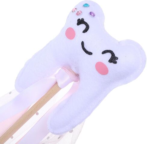 VOSAREA Fairy Wand with Ribbon Cute Teeth Fairy Stick Wand Prop Costume Accessories for Cospaly Party Dress Up Decorations in Kuwait