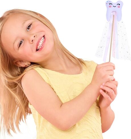 VOSAREA Fairy Wand with Ribbon Cute Teeth Fairy Stick Wand Prop Costume Accessories for Cospaly Party Dress Up Decorations in Kuwait