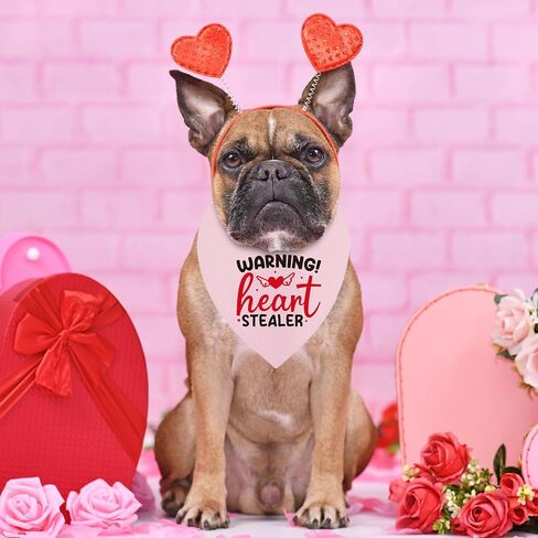 عيد الحب الكلب عصابات مضحكة، لطيف مثلث الحيوانات الأليفة وشاح الهدايا لمالكي محبي الكلاب، الأحمر الوردي القلب باندانا الملحقات للكلاب المتوسطة الكبيرة in Kuwait