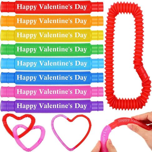 Skylety 16 حزمة هدايا عيد الحب للأطفال، عيد الحب الملونة أنابيب البوب ​​الحسية اللعب لمرحلة ما قبل المدرسة الفصول الدراسية تبادل عيد الحب حزب تفضل أكياس جودي بنين بنات in Saudi Arabia